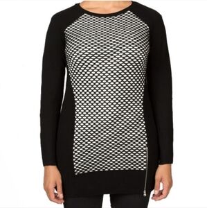 Spyder Zula Merino Wool Sweater Tunic in Black & White Size Small